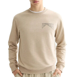Scotch & Soda Sweatshirt 2XL Taupe Plaza Left Chest Logo Crewneck Organic Cotton